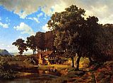 Albert Bierstadt Canvas Paintings - A Rustic Mill